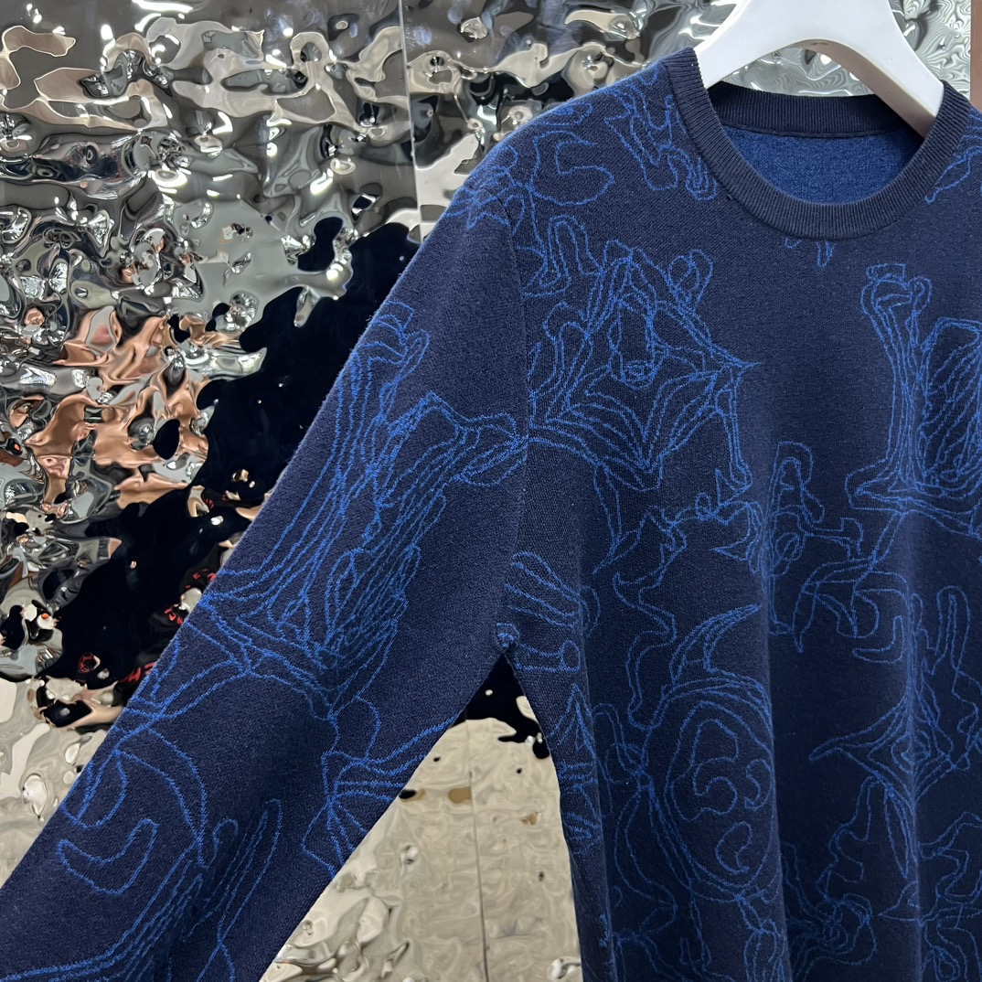 ルイヴィトンのシャツスーパーコピー セータートップス ファッション 暖かい 柔らかい ブルー_4