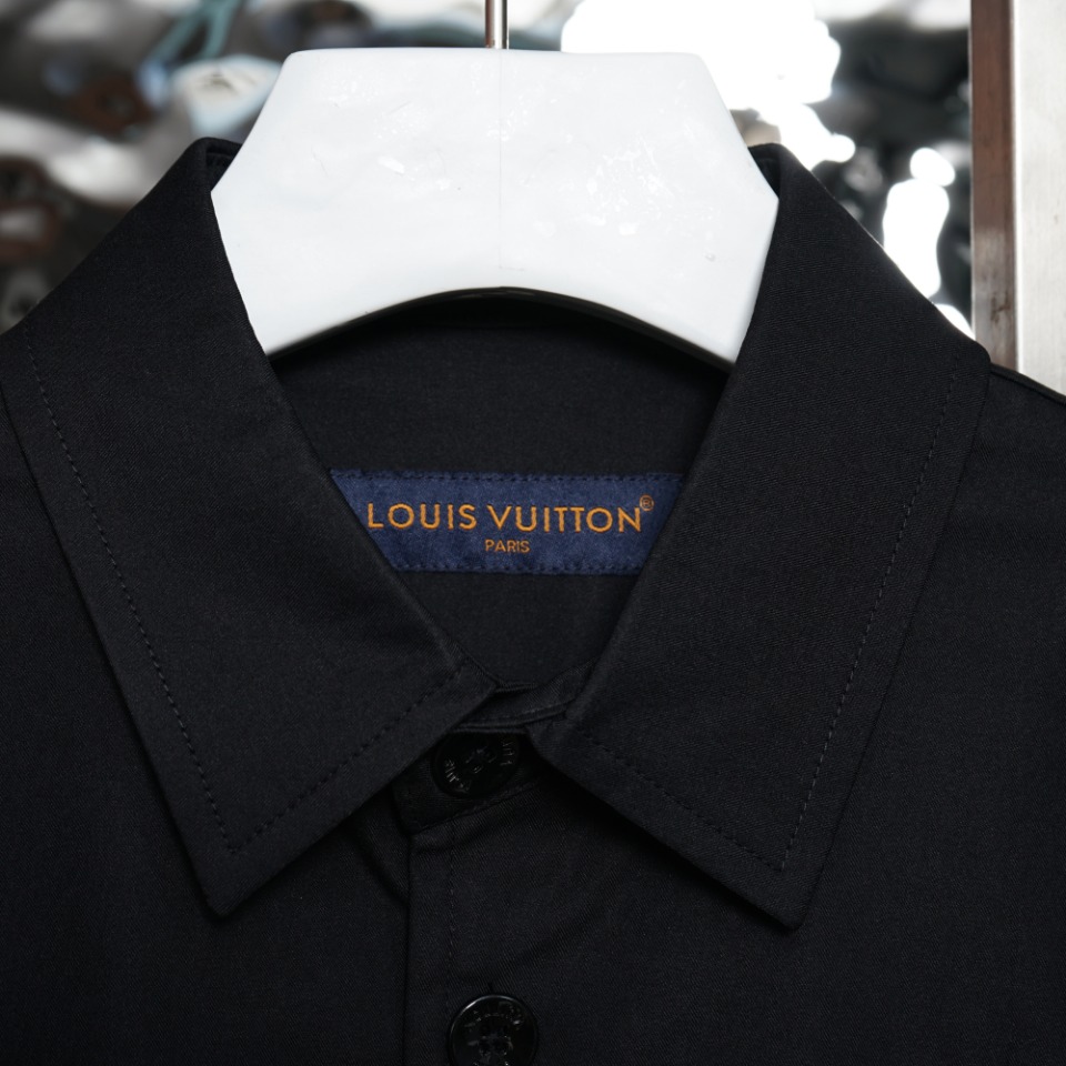 ルイヴィトン ワイシャツスーパーコピートップス 長袖ファッション 暖かい 純綿 快適 ブラック_3