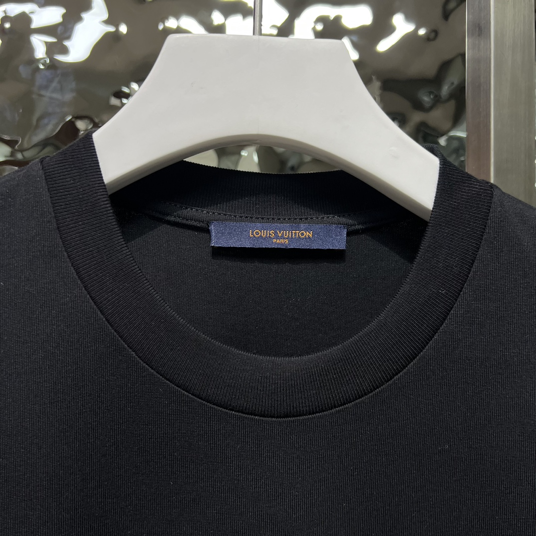 ルイヴィトンの素材はｎ級品 トップス 短袖ｔシャツ ファッション 暖かい 純綿 快適 ブラック_3