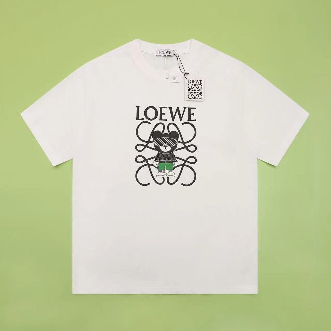 ロエベLOEWE限定スーパーコピー半袖Tシャツコットンホワイト柔らかい高級花柄_1