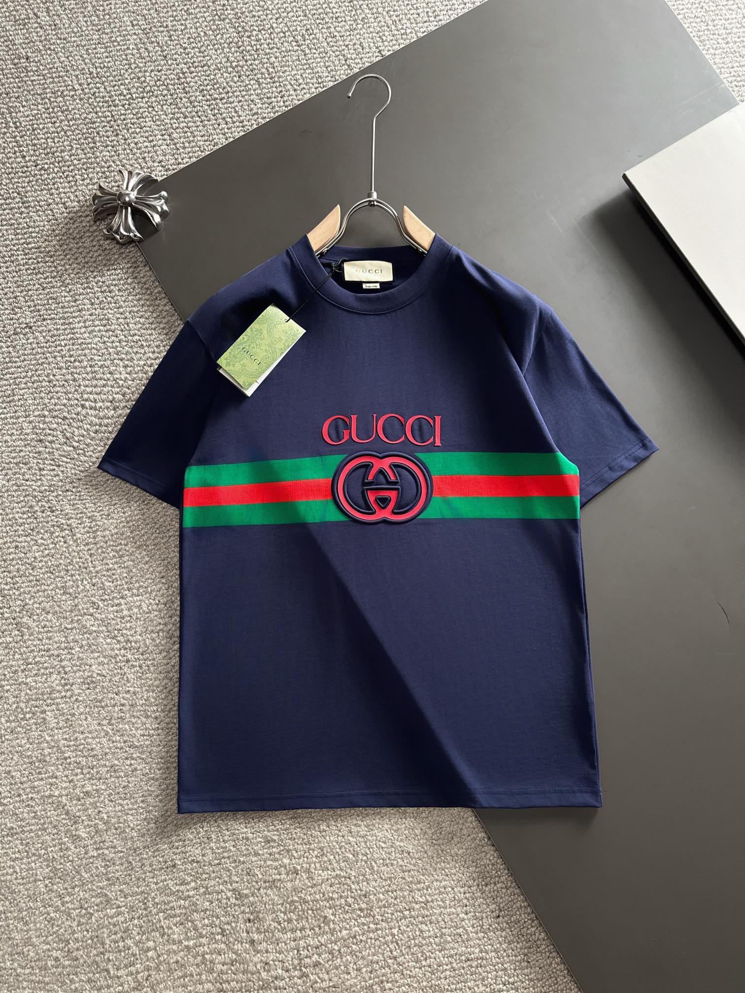 グッチGUCCI限定スーパーコピー半袖Tシャツコットンブルー柔らかい高級花柄_1