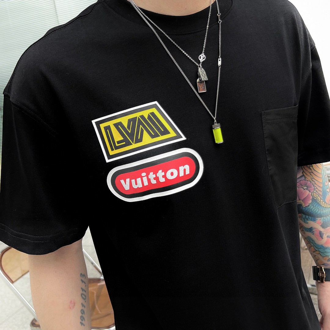 ルイヴィトンLOUISVUITTON限定スーパーコピー半袖Tシャツコットンブラック柔らかい高級_5