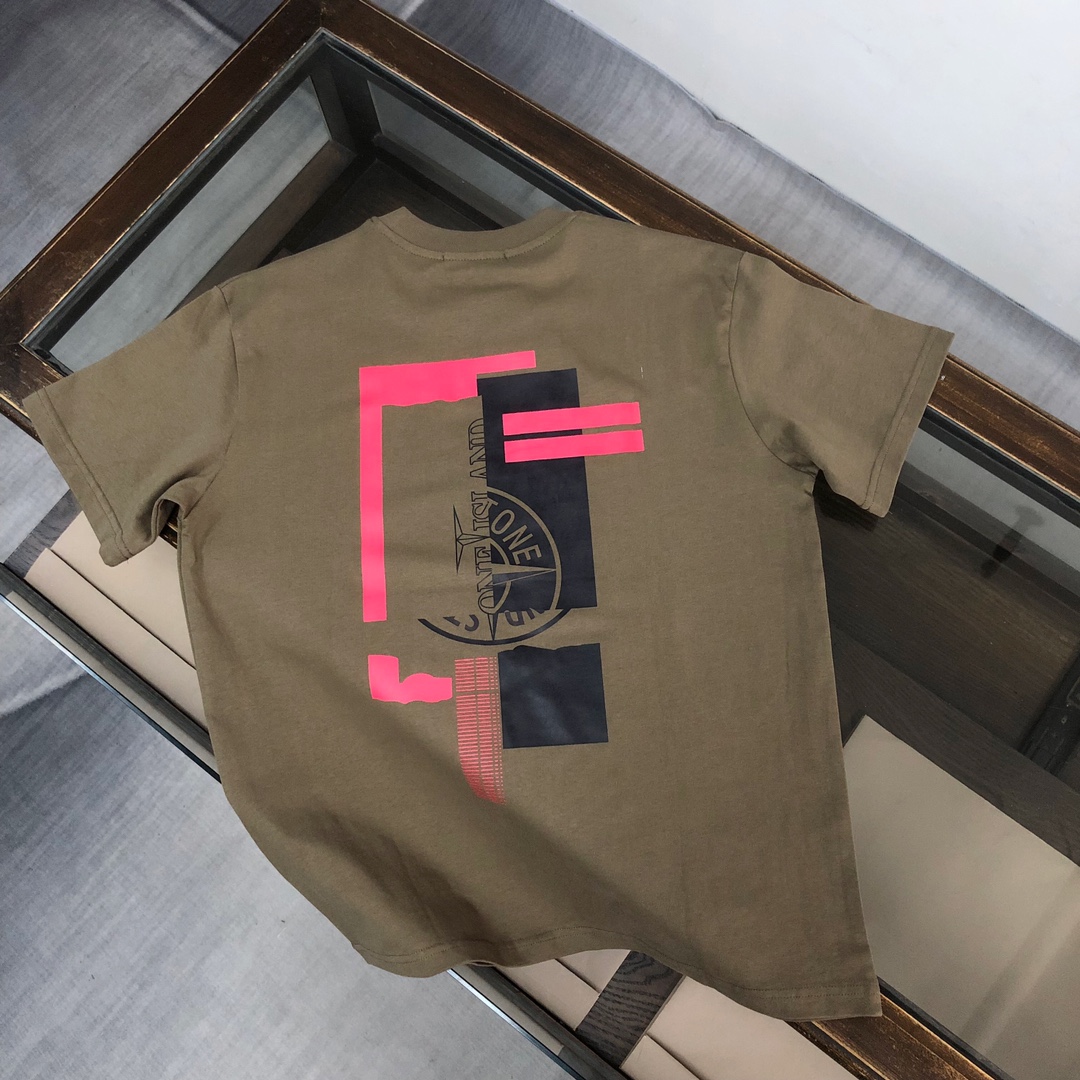 ストーンアイランド STONEISIAND限定 スーパーコピー 半袖 Tシャツ コットン コーヒー色 柔らかい 軽量 花柄_2