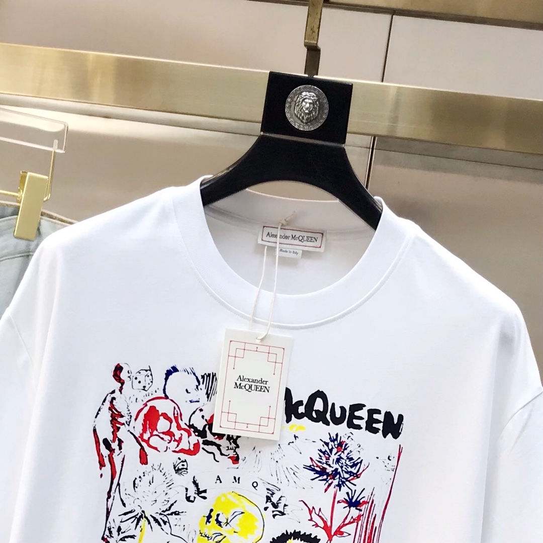 マックイーン MCQUEEN限定 スーパーコピー 半袖 Tシャツ コットン ホワイト 柔らかい 高級 花柄_2