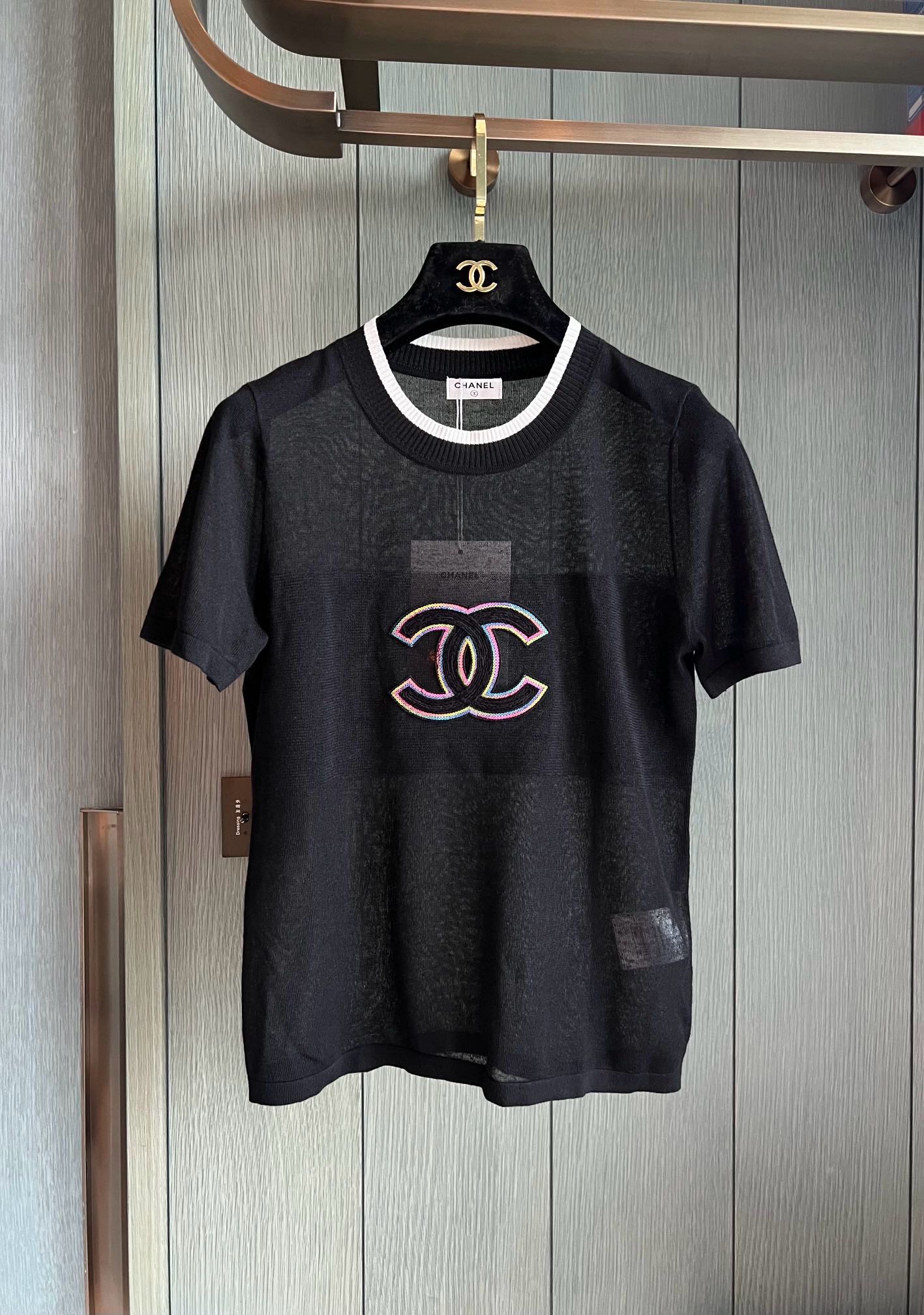 激安大特価 最新作のシャネル半袖ｔシャツスーパーコピー刺繍入り ダブルC メッシュロゴ トップス_1